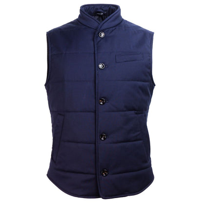 Made in Italy Blue Wool Men Vest