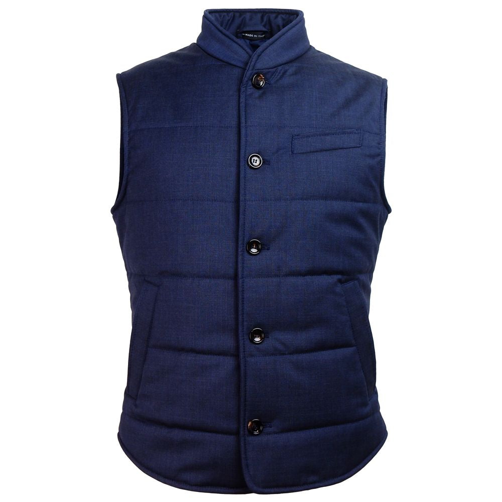 Made in Italy Blue Wool Men Vest