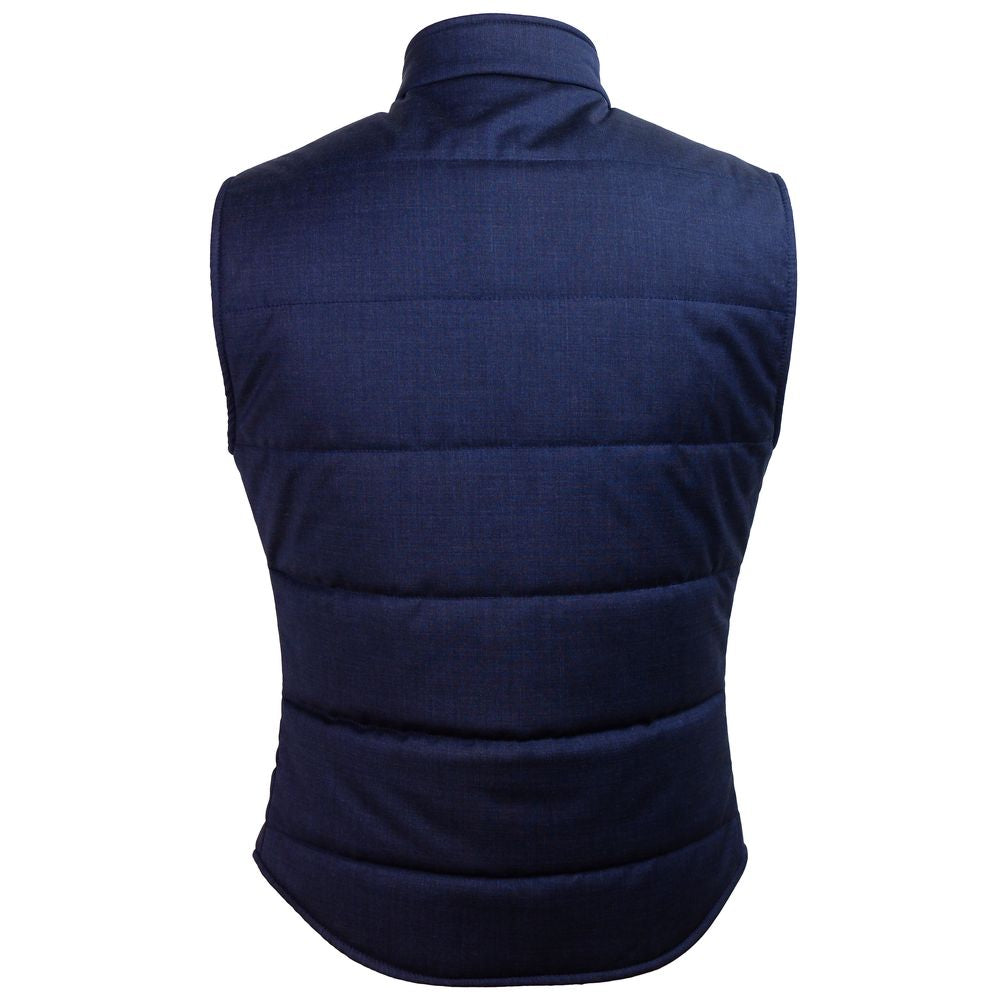 Made in Italy Blue Wool Men Vest