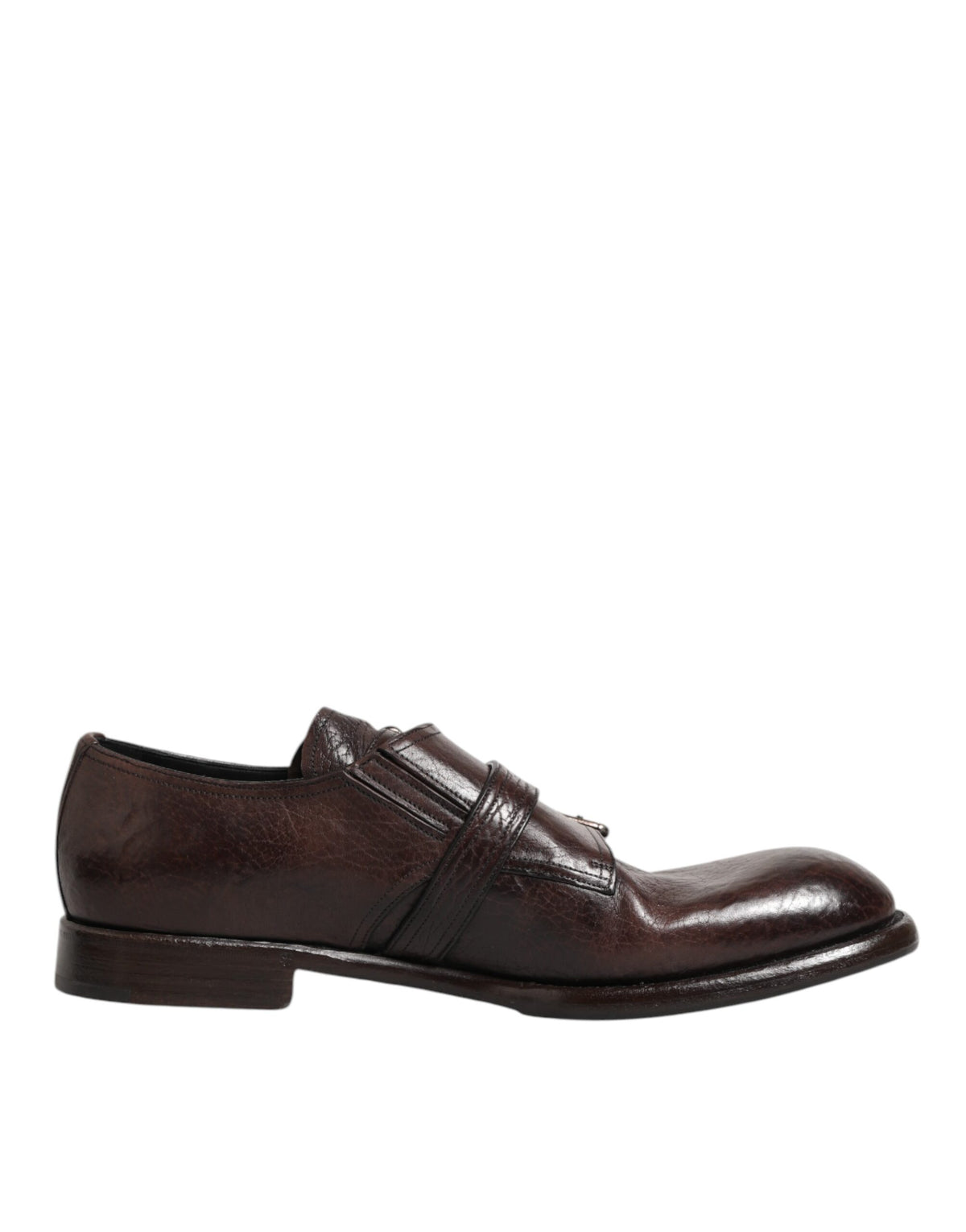 Dolce &amp; Gabbana – Formelle Derby-Schuhe aus braunem Leder mit Monkstrap