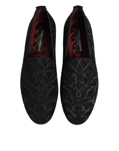 Dolce &amp; Gabbana – Schwarze Brokat-Loafer zum Hineinschlüpfen für Herren