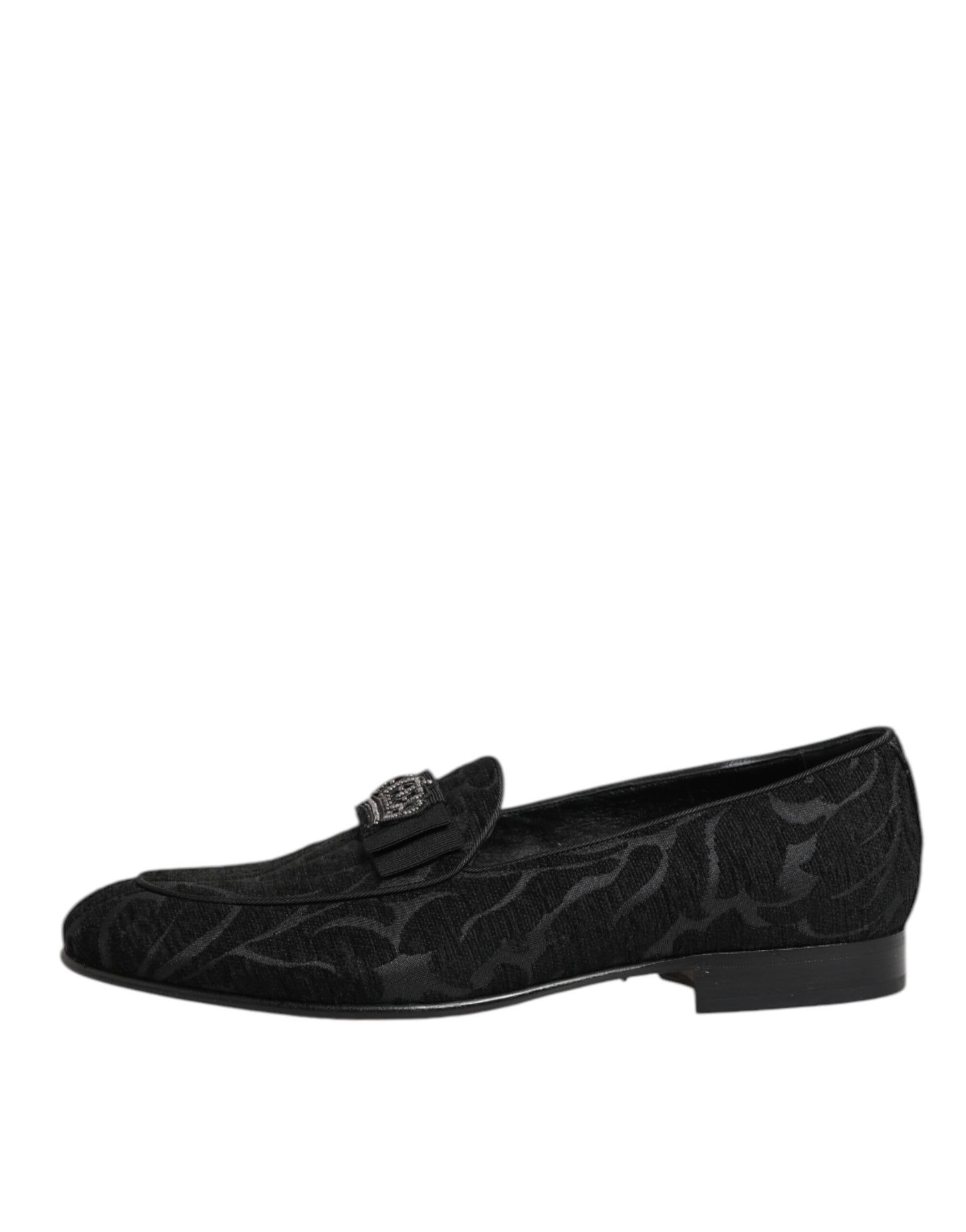 Dolce &amp; Gabbana – Loafer mit Krone aus schwarzem Brokat