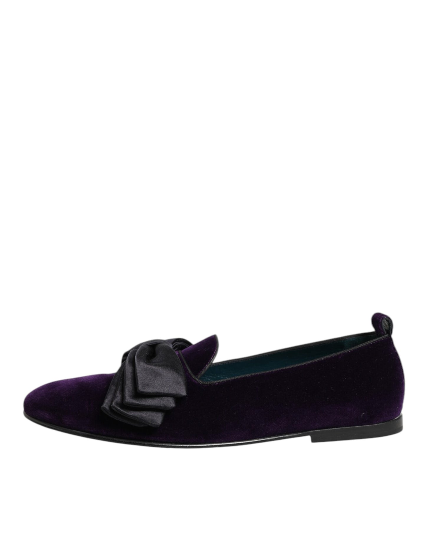 Dolce &amp; Gabbana – Slipper-Schuhe aus Wildleder und Baumwolle mit Schleife in Lila