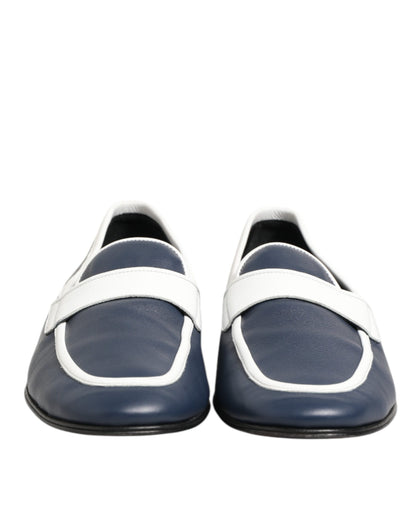 Dolce &amp; Gabbana Slipper aus Leder in Weiß und Blau Herren Formelle Schuhe