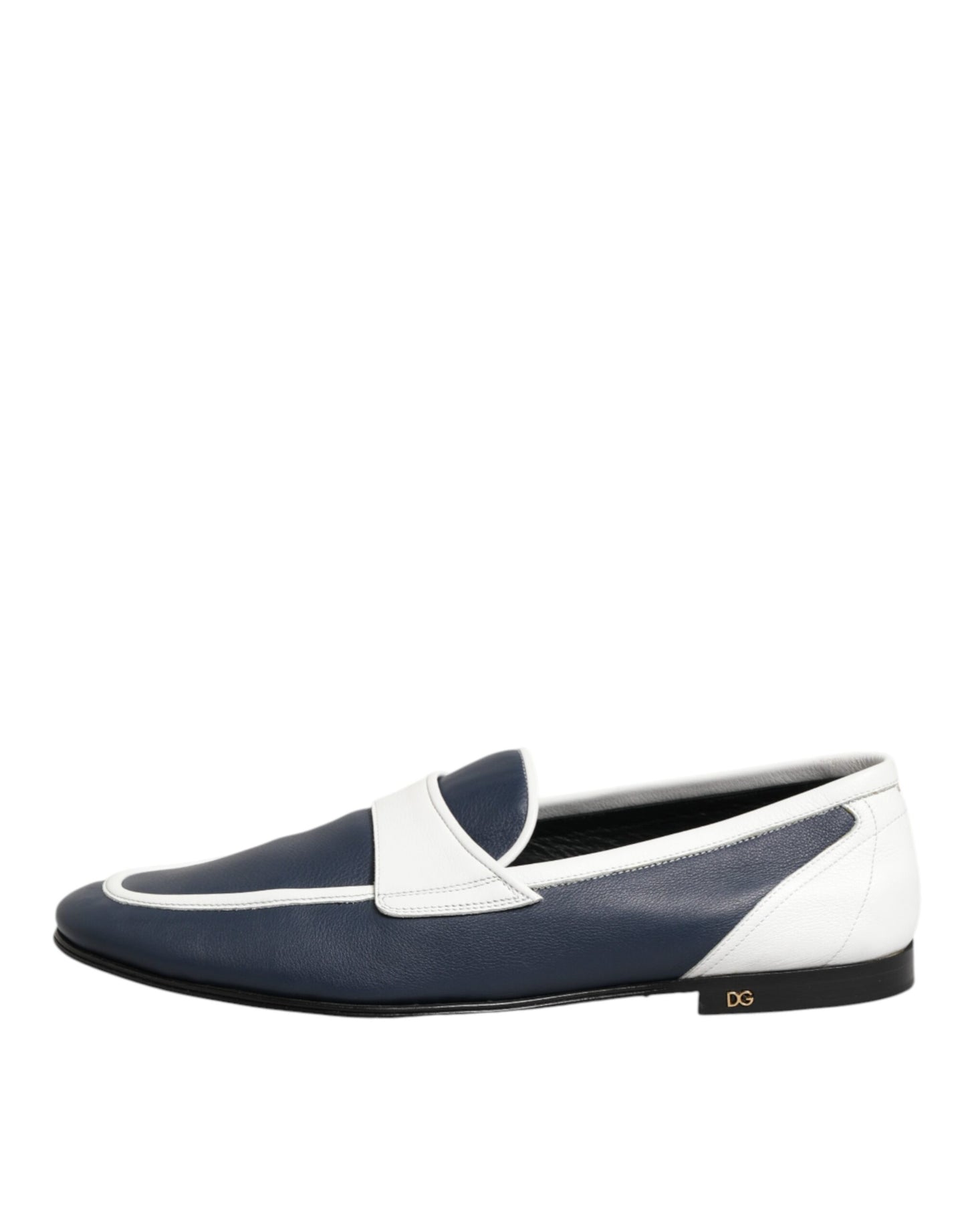 Dolce &amp; Gabbana Slipper aus Leder in Weiß und Blau Herren Formelle Schuhe