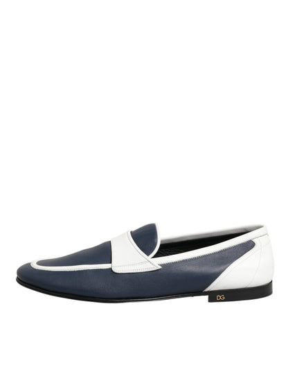 Dolce &amp; Gabbana Slipper aus Leder in Weiß und Blau Herren Formelle Schuhe
