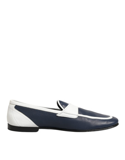 Dolce &amp; Gabbana Slipper aus Leder in Weiß und Blau Herren Formelle Schuhe