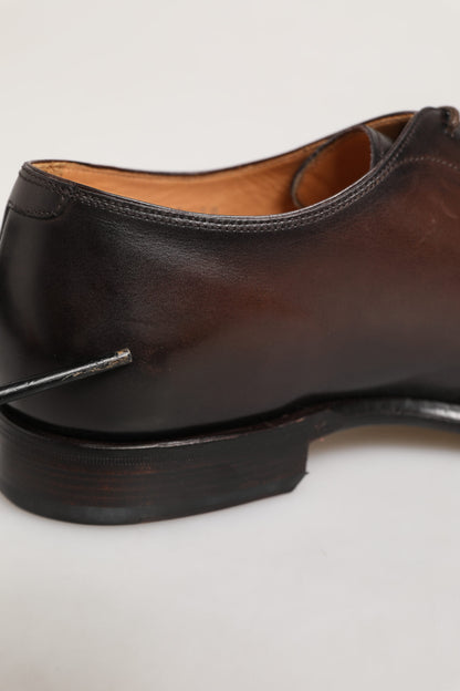 حذاء ديربي رجالي من دولتشي آند غابانا مصنوع من الجلد البني برباط