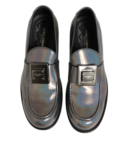 Dolce &amp; Gabbana Herren Slipper mit Logo in Metallic-Silber