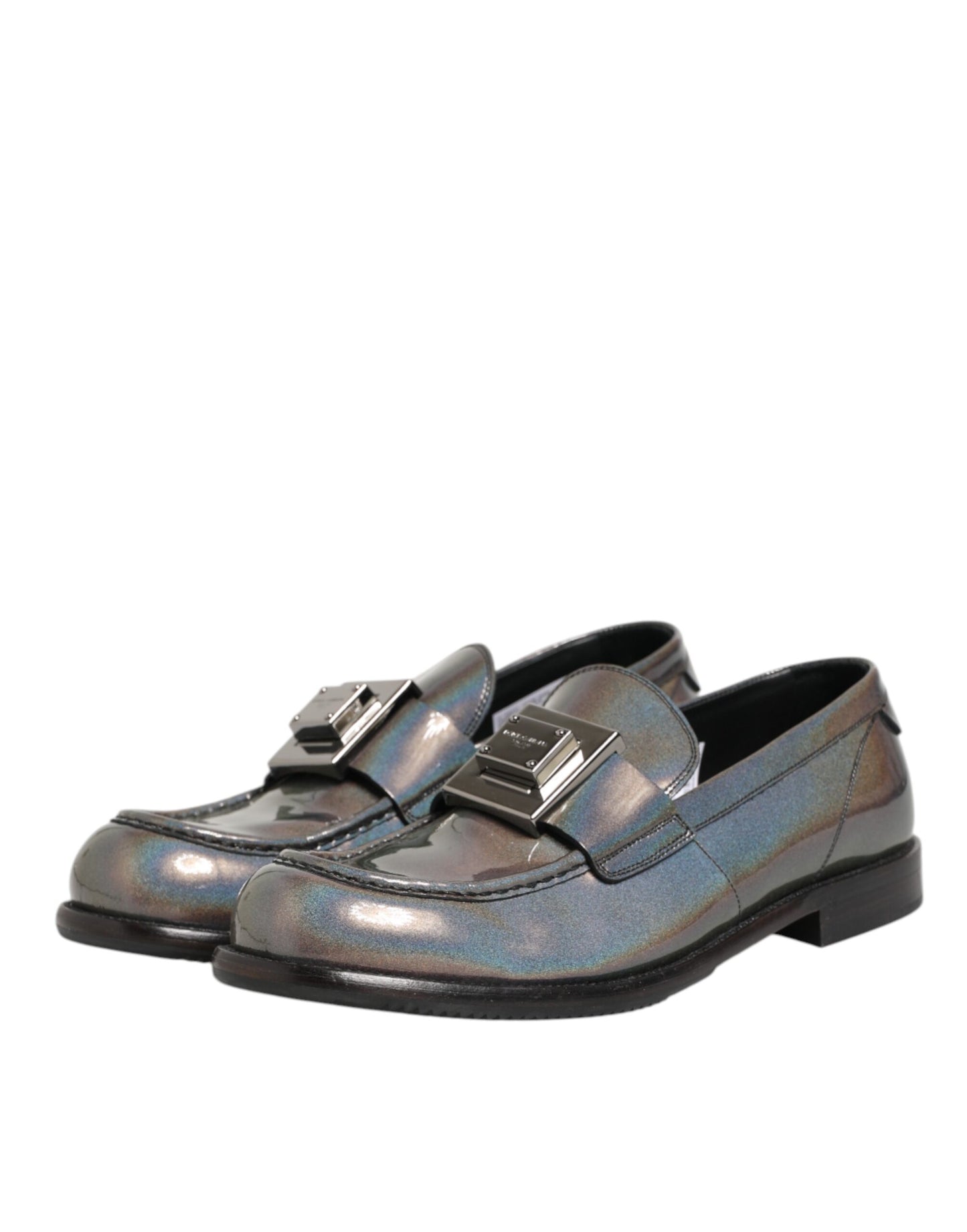 Dolce &amp; Gabbana Herren Slipper mit Logo in Metallic-Silber