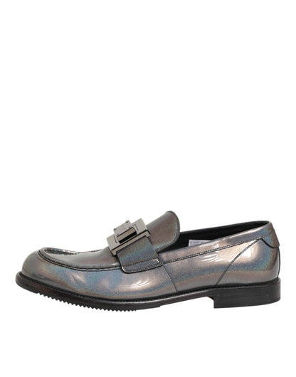 Dolce &amp; Gabbana Herren Slipper mit Logo in Metallic-Silber