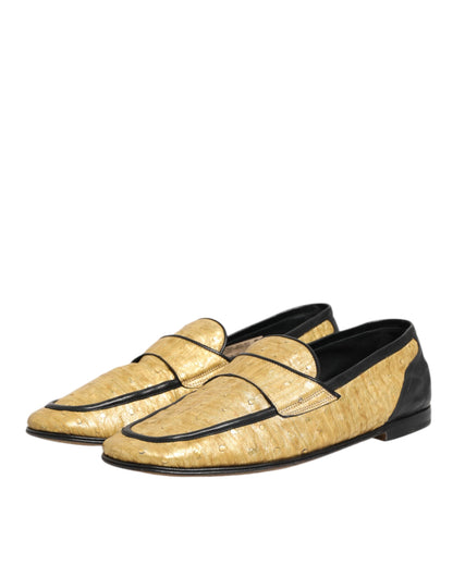 Dolce &amp; Gabbana – Slipper aus gelbem und schwarzem Leder