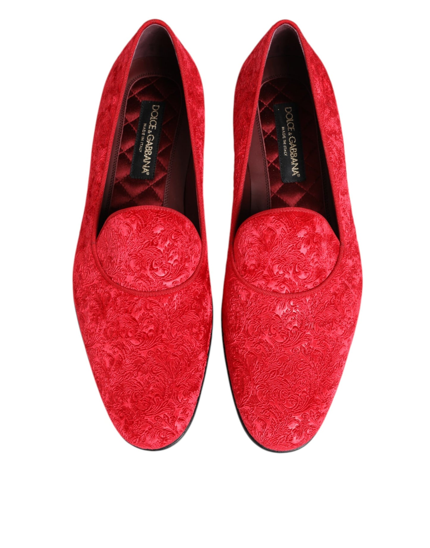 Dolce &amp; Gabbana Rote Jacquard-Loafer, formelle Herrenschuhe