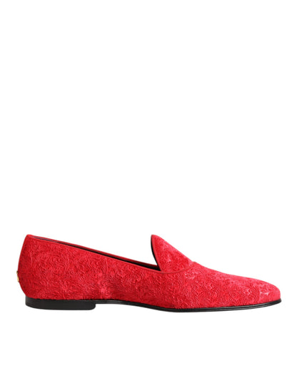 Dolce &amp; Gabbana Rote Jacquard-Loafer, formelle Herrenschuhe