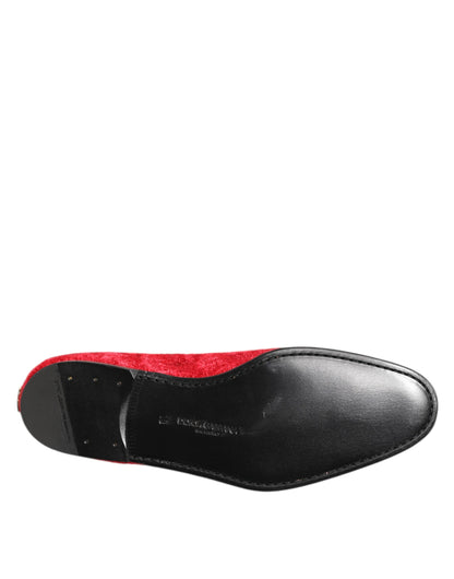 Dolce &amp; Gabbana Rote Jacquard-Loafer, formelle Herrenschuhe