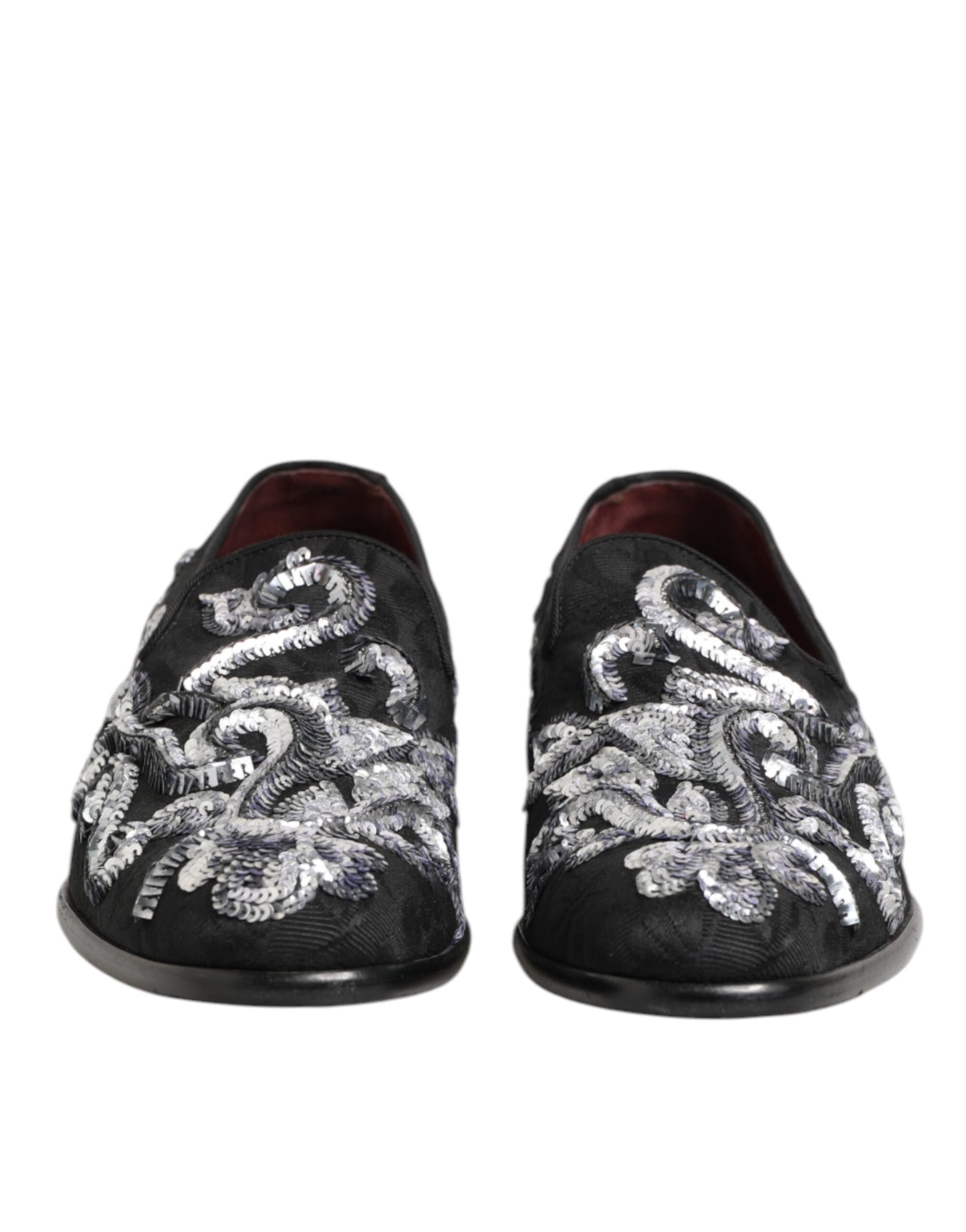 Dolce &amp; Gabbana – Schwarze, silberne Loafer mit Pailletten für Herren