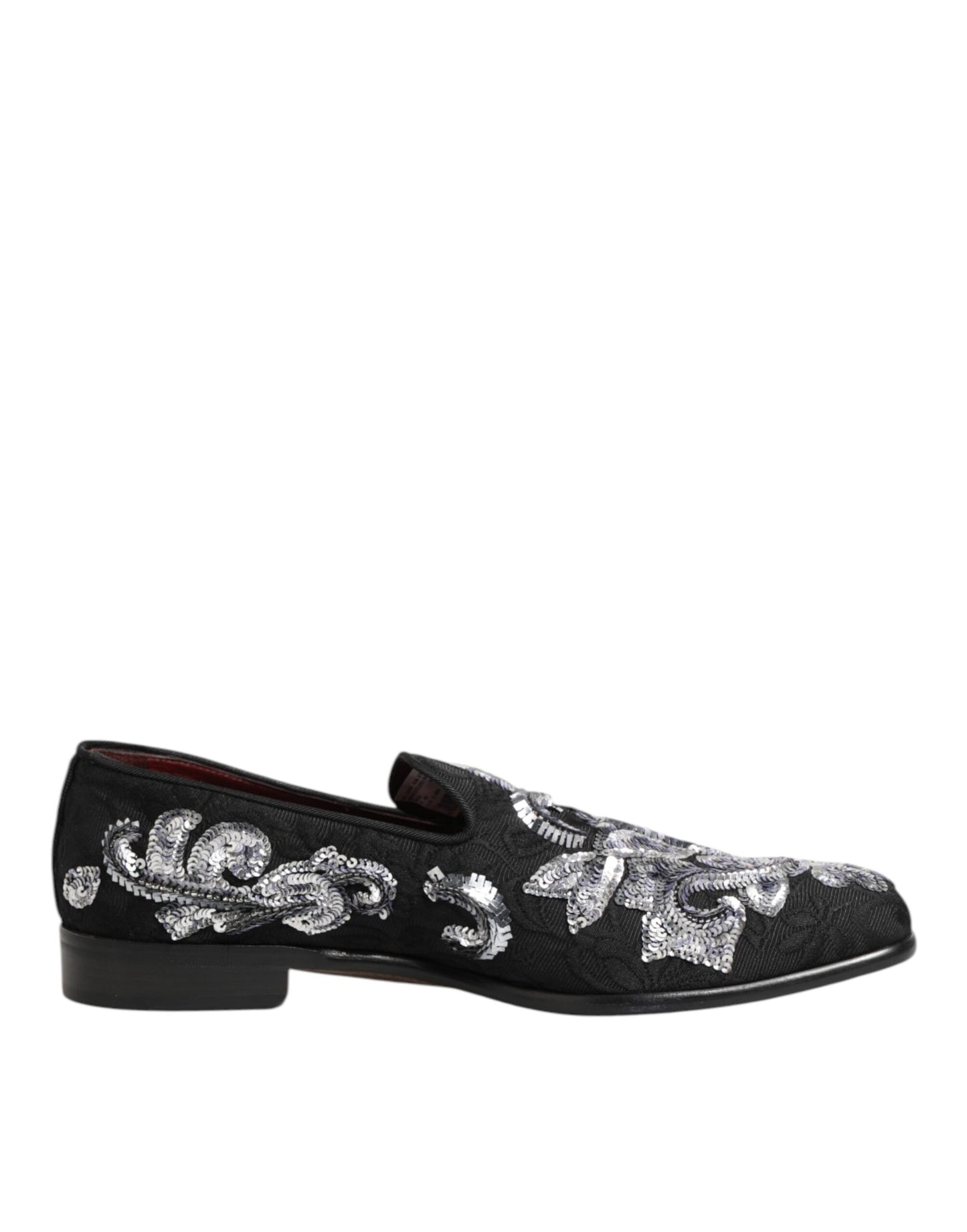 Dolce &amp; Gabbana – Schwarze, silberne Loafer mit Pailletten für Herren