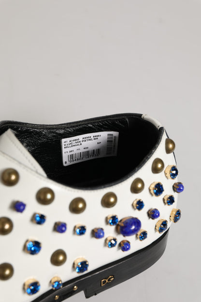 Dolce &amp; Gabbana – Weiße Abendschuhe aus Leder mit Kristallverzierung
