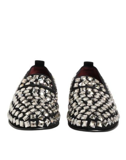 Dolce &amp; Gabbana – Loafer aus schwarzem Wildleder mit Kristallen für Herren