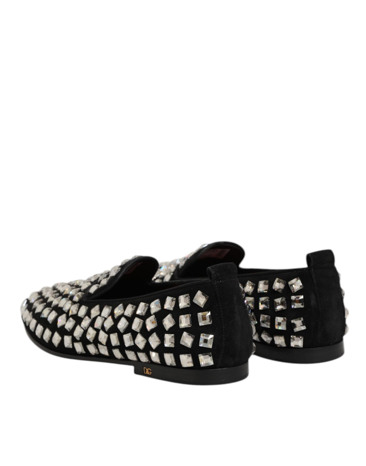 Dolce &amp; Gabbana – Loafer aus schwarzem Wildleder mit Kristallen für Herren