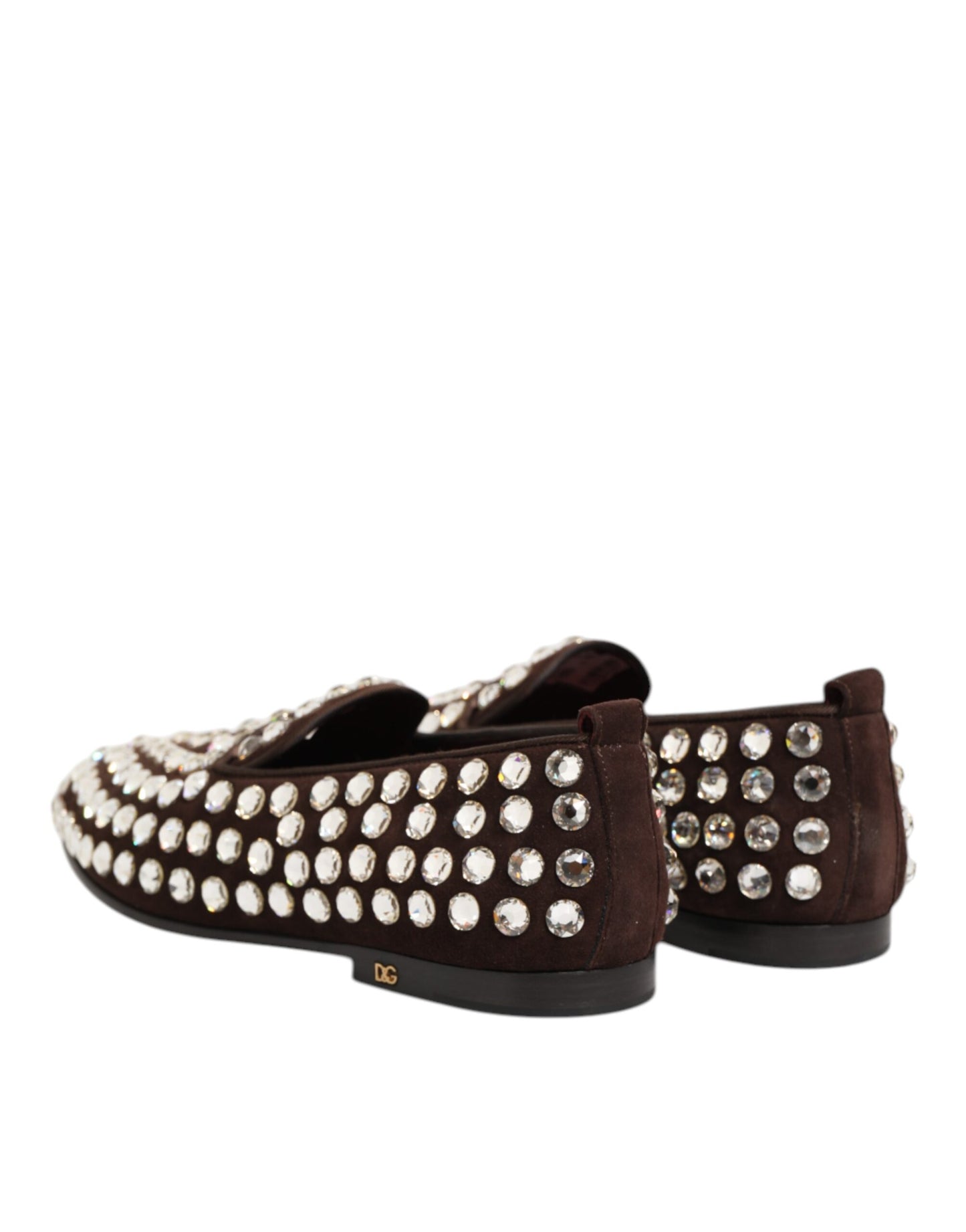 Dolce &amp; Gabbana – Bordeauxfarbene Loafer aus Wildleder mit Kristallen