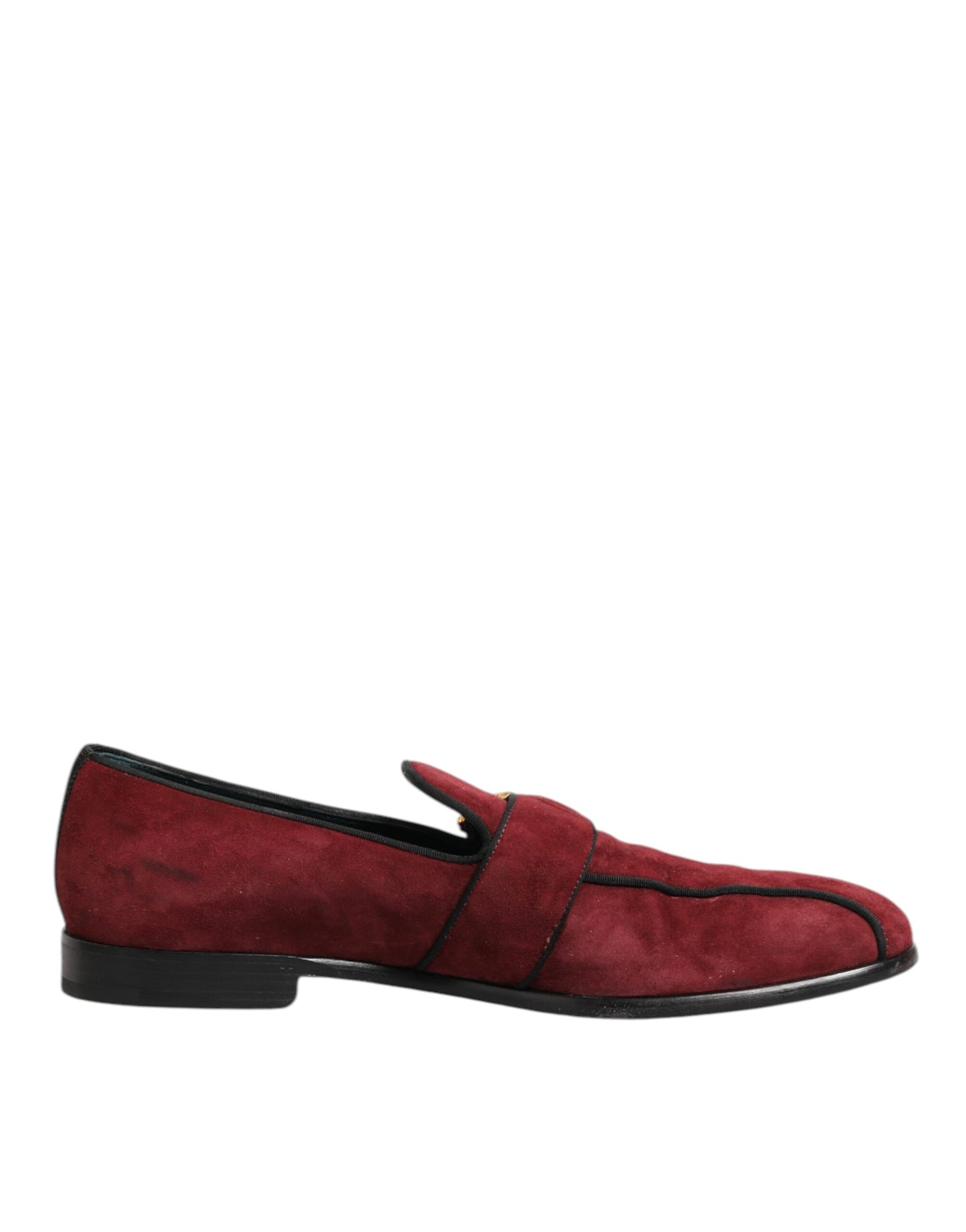Dolce &amp; Gabbana – Bordeauxfarbene Loafer aus Wildleder mit Logo, formelle Abendschuhe