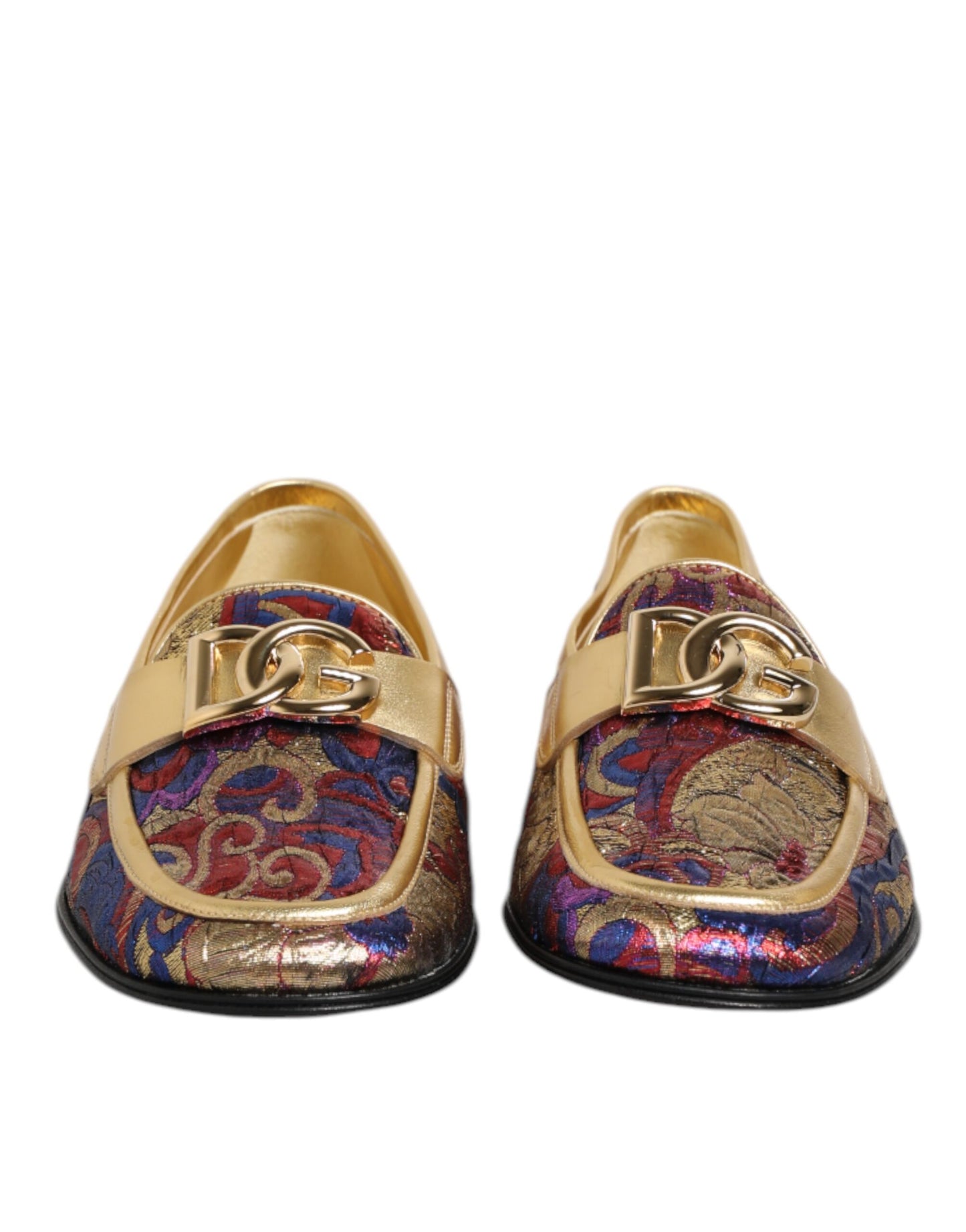 Dolce &amp; Gabbana – Loafer-Schuhe mit mehrfarbigem Jacquard-Gold-DG-Logo