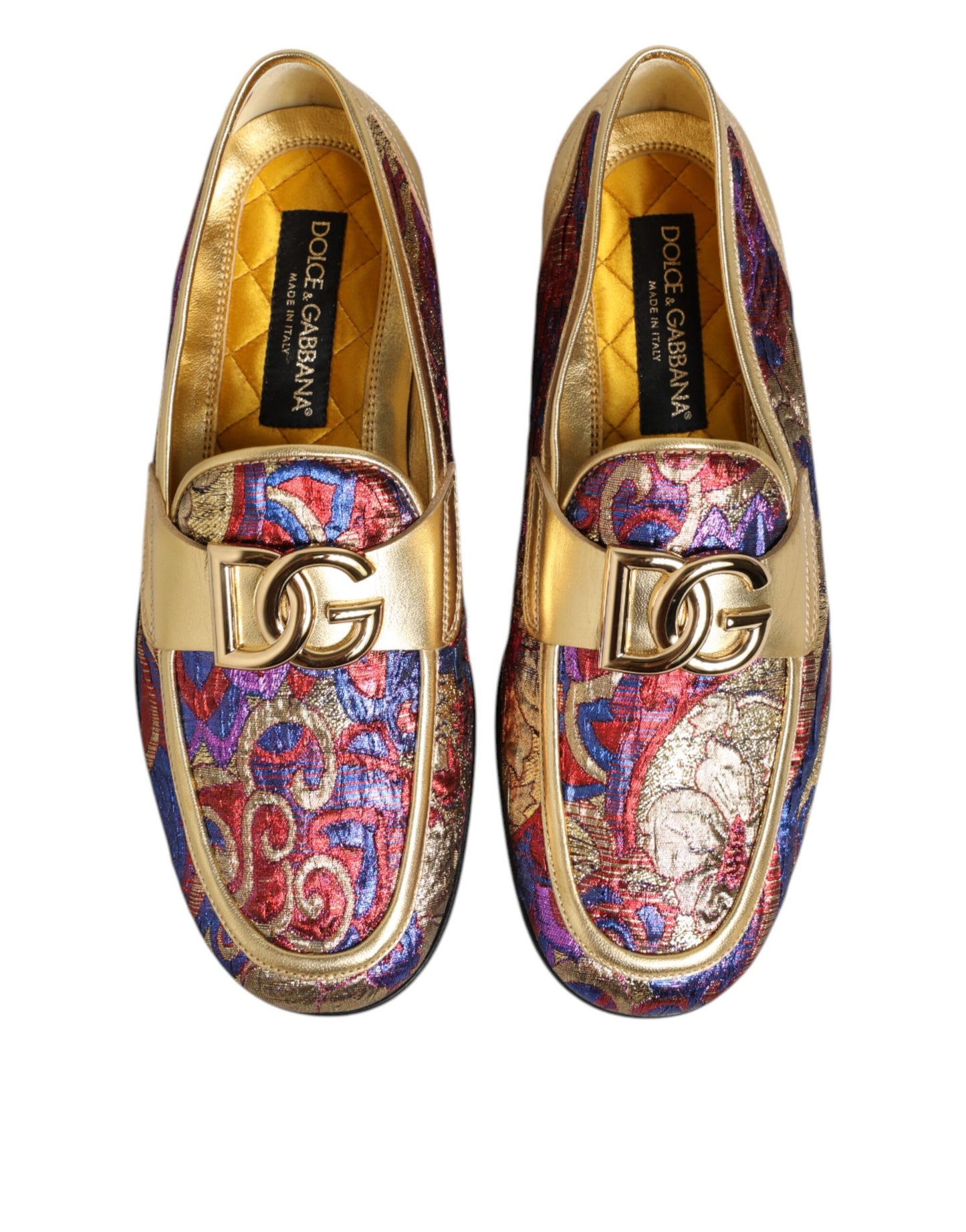 Dolce &amp; Gabbana – Loafer-Schuhe mit mehrfarbigem Jacquard-Gold-DG-Logo