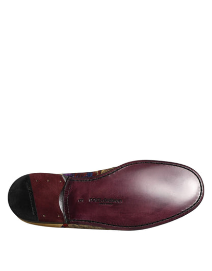 Dolce &amp; Gabbana – Loafer-Schuhe mit mehrfarbigem Jacquard-Gold-DG-Logo