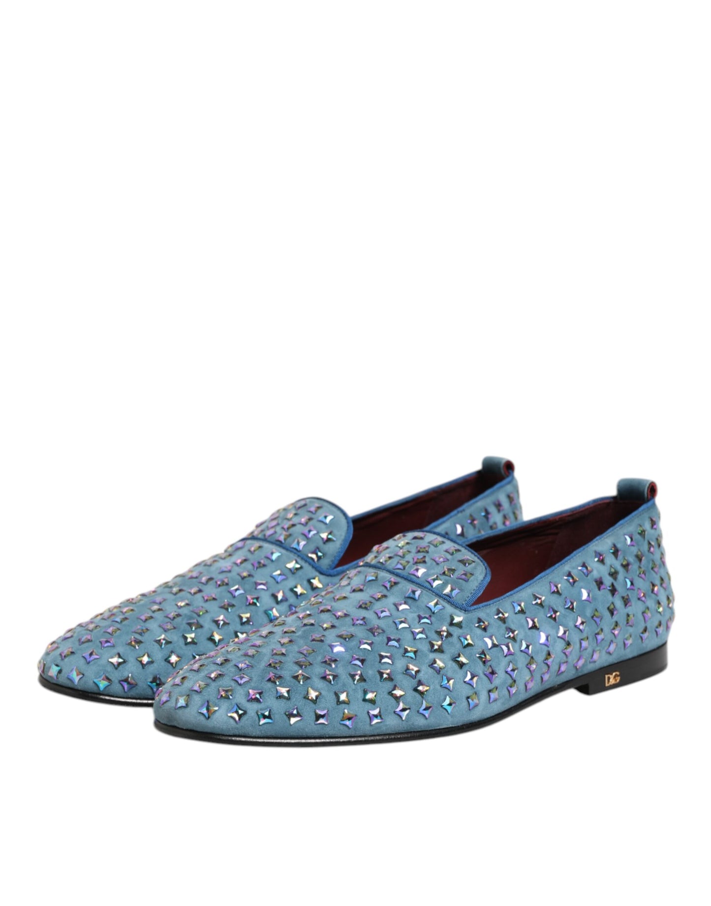 Dolce &amp; Gabbana Blaue Wildlederschuhe mit Nieten Herren Loafer Schuhe