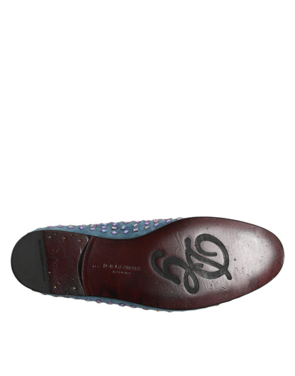 Dolce &amp; Gabbana Blaue Wildlederschuhe mit Nieten Herren Loafer Schuhe