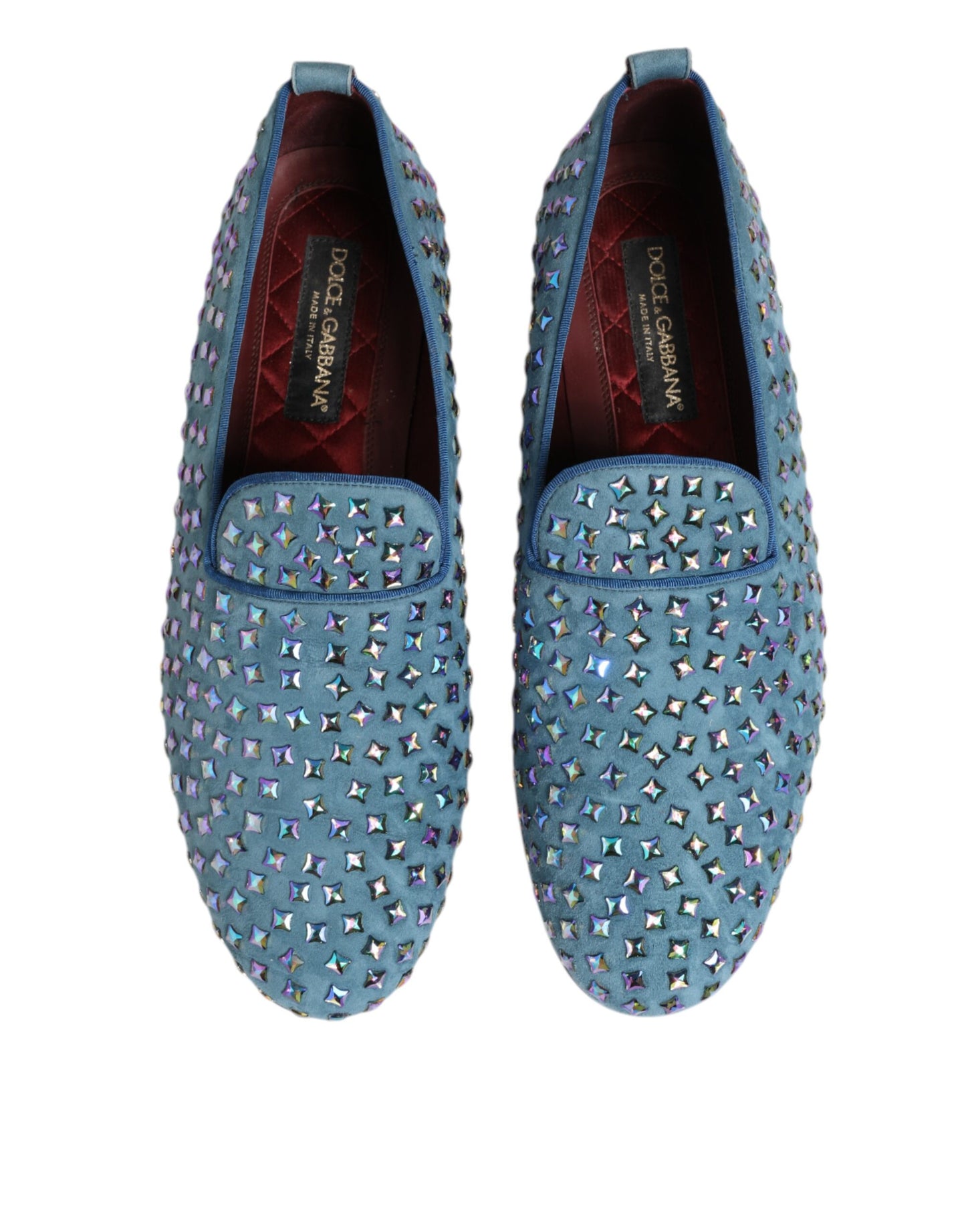 Dolce &amp; Gabbana Blaue Wildlederschuhe mit Nieten Herren Loafer Schuhe