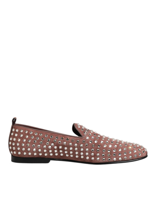 Dolce &amp; Gabbana – Loafer aus Wildleder mit Kristallen in Rosa für Herren