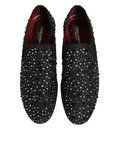 Dolce &amp; Gabbana – Loafer aus schwarzem Wildleder mit Kristallverzierung