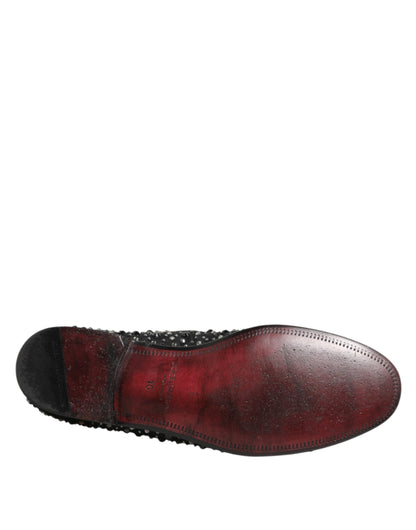 Dolce &amp; Gabbana – Loafer aus schwarzem Wildleder mit Kristallverzierung
