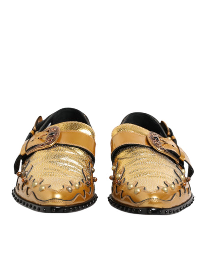 Dolce &amp; Gabbana – Monkstraps aus goldenem Leder für formelle Anlässe