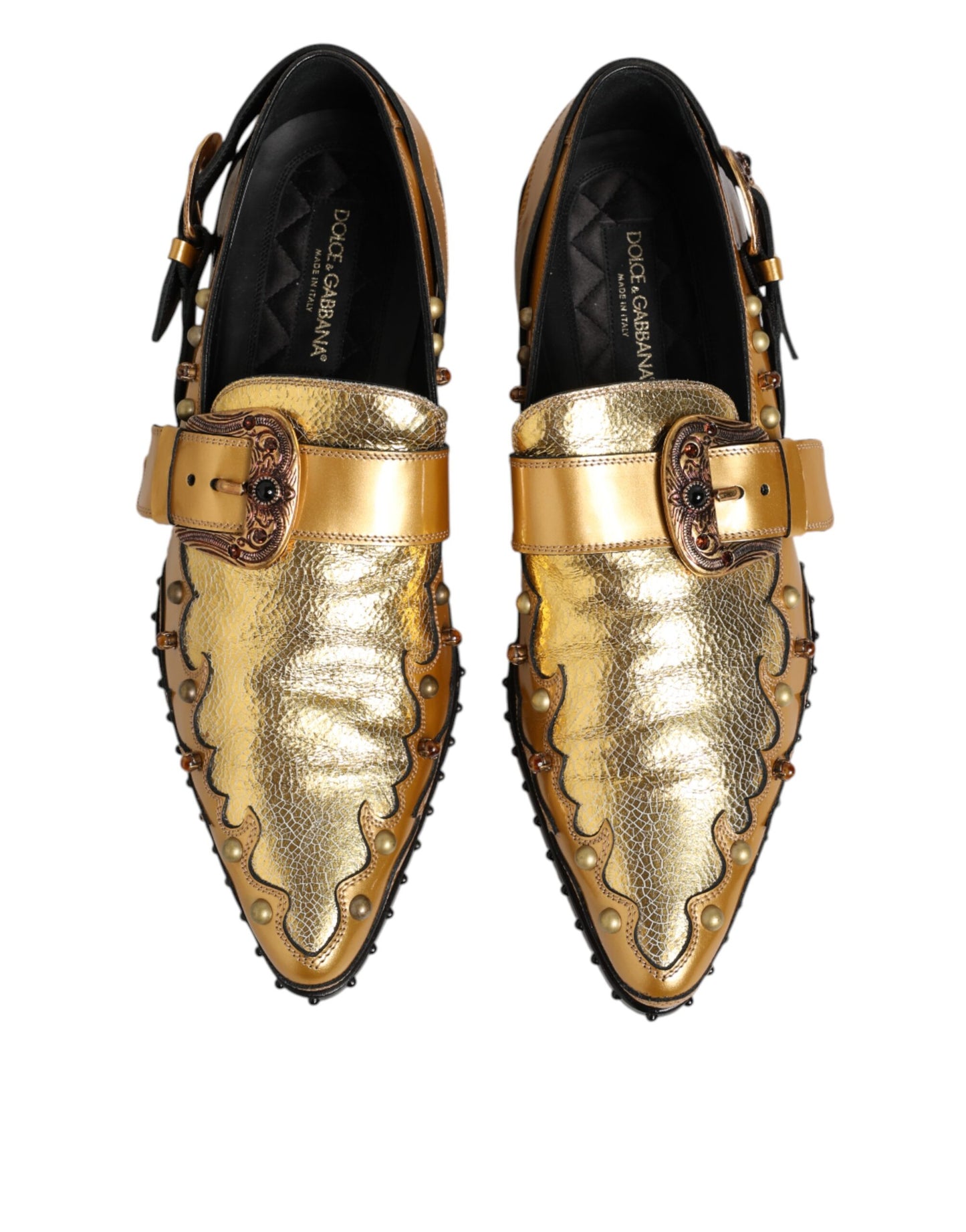 Dolce &amp; Gabbana – Monkstraps aus goldenem Leder für formelle Anlässe