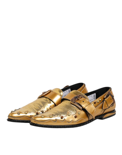 Dolce &amp; Gabbana – Monkstraps aus goldenem Leder für formelle Anlässe