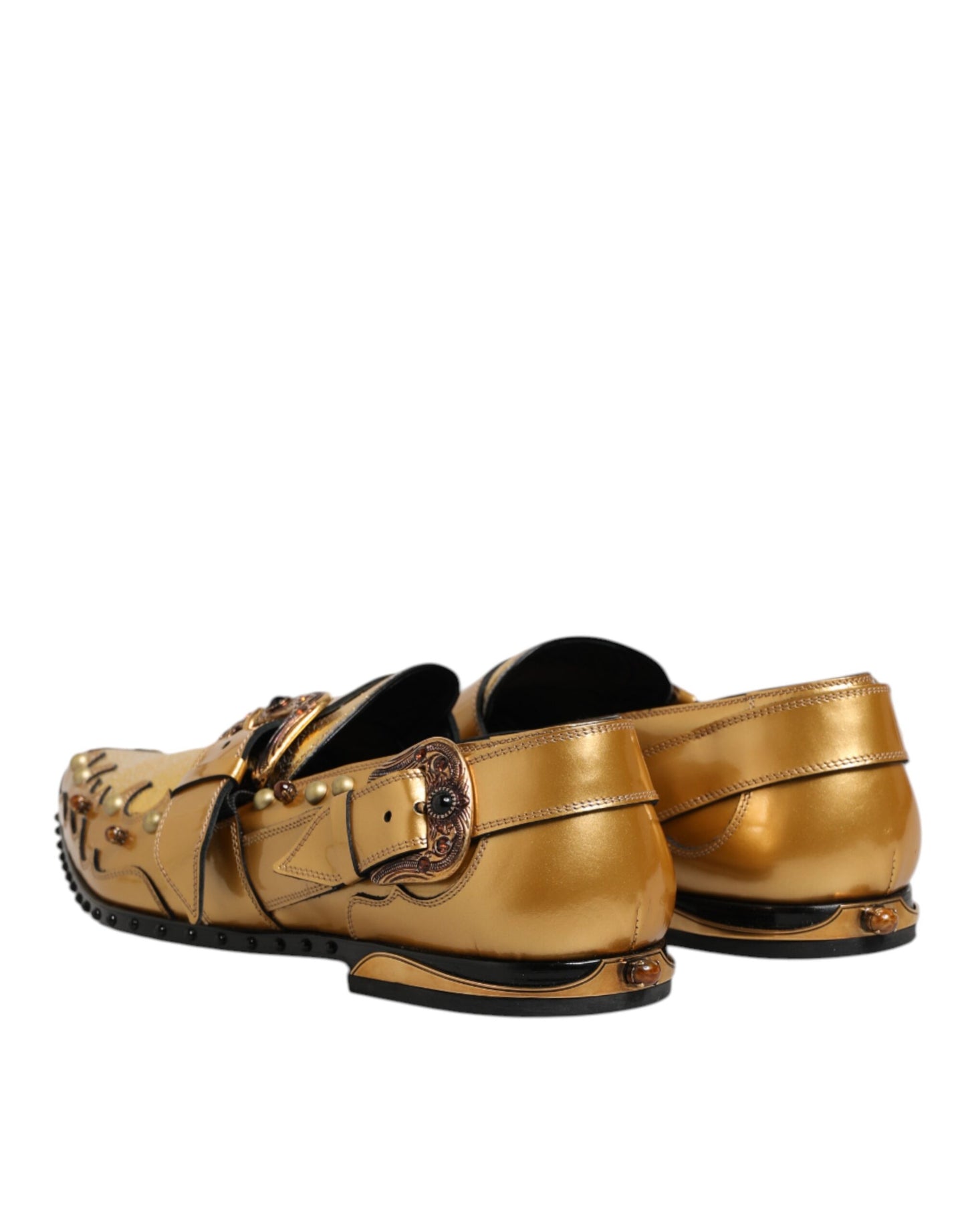 Dolce &amp; Gabbana – Monkstraps aus goldenem Leder für formelle Anlässe