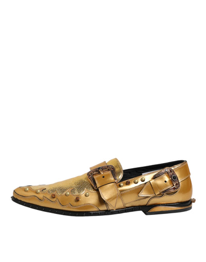 Dolce &amp; Gabbana – Monkstraps aus goldenem Leder für formelle Anlässe