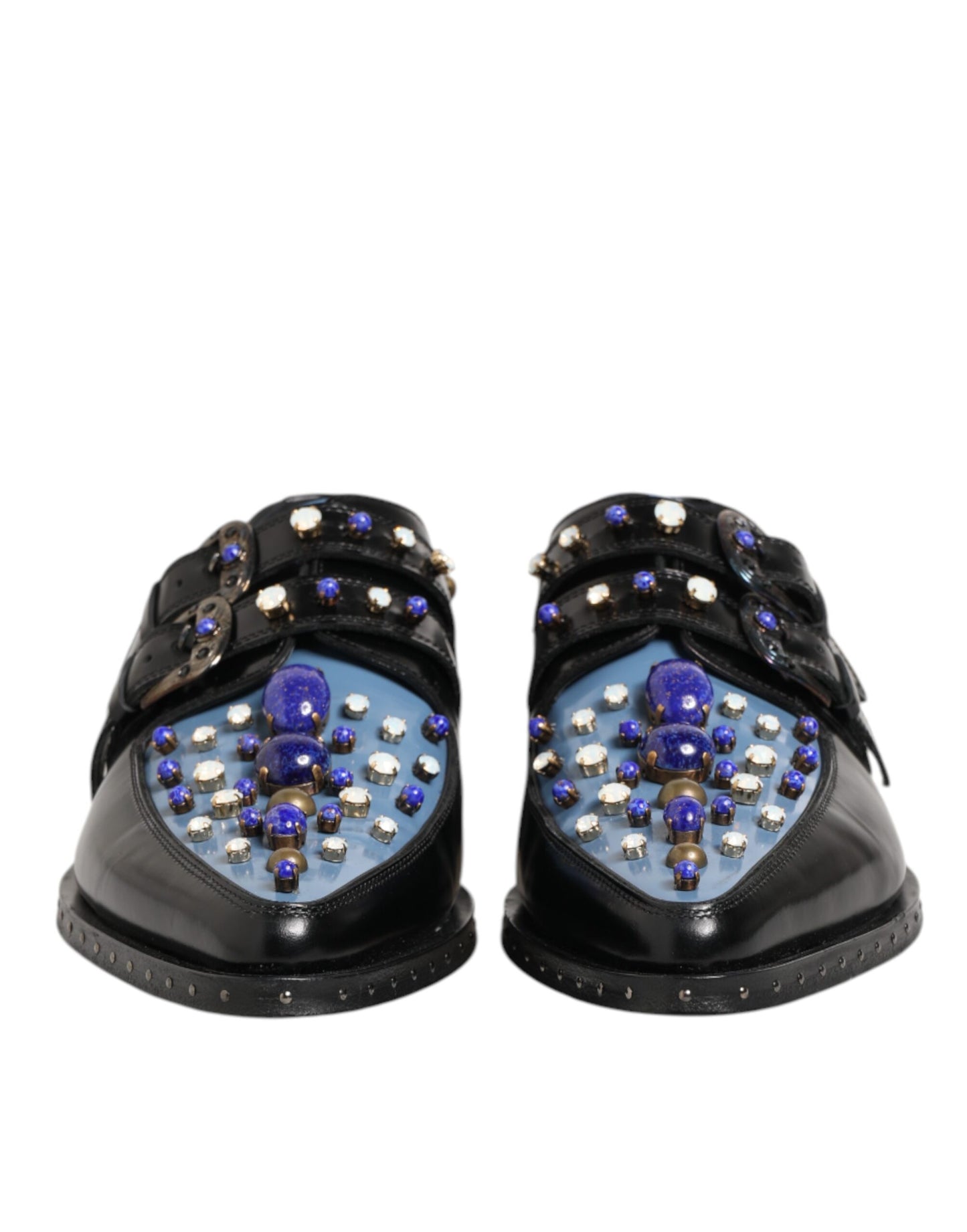 Dolce &amp; Gabbana – Schwarz-blaue, verzierte MONKSTRAP-Abendschuhe