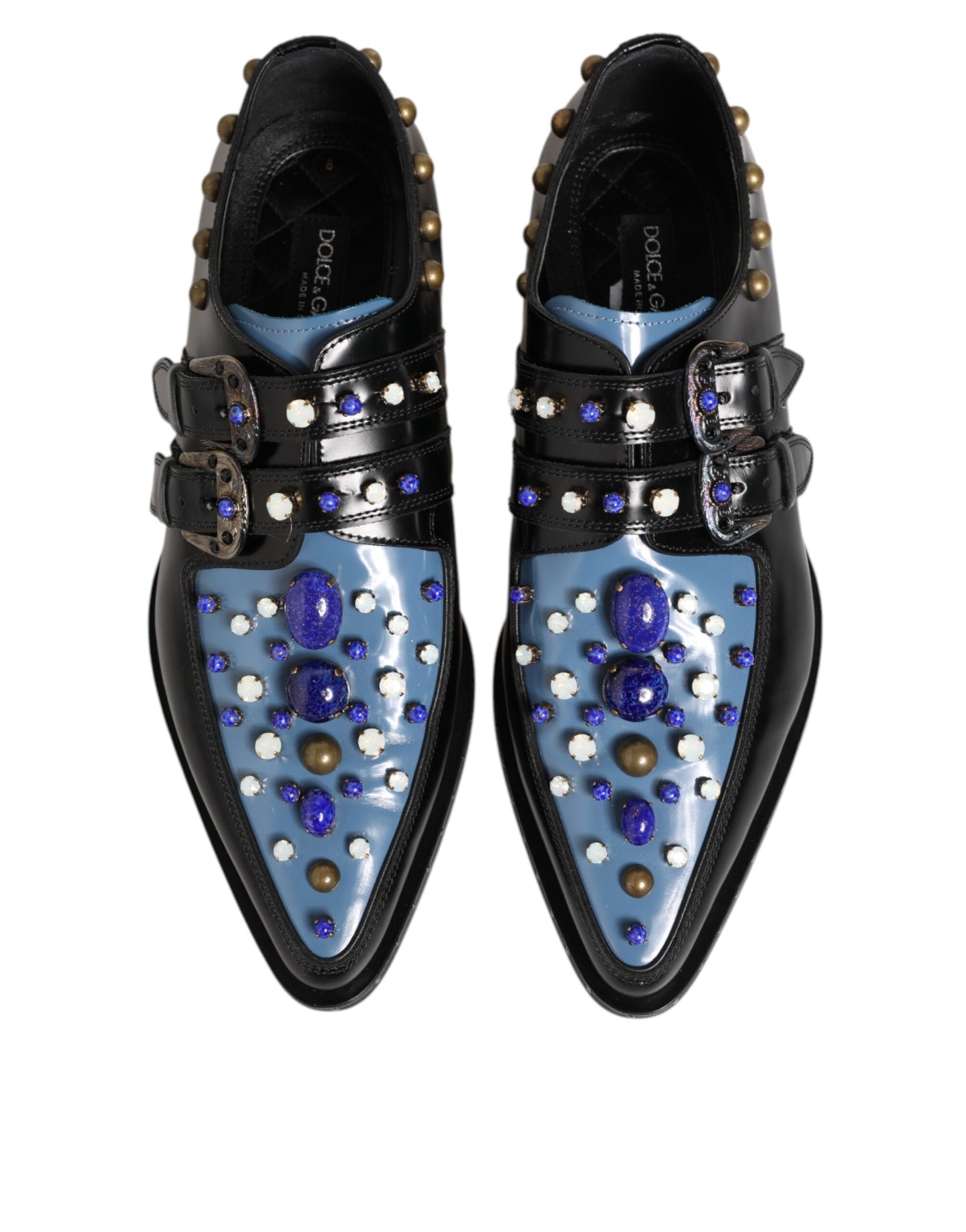 Dolce &amp; Gabbana – Schwarz-blaue, verzierte MONKSTRAP-Abendschuhe
