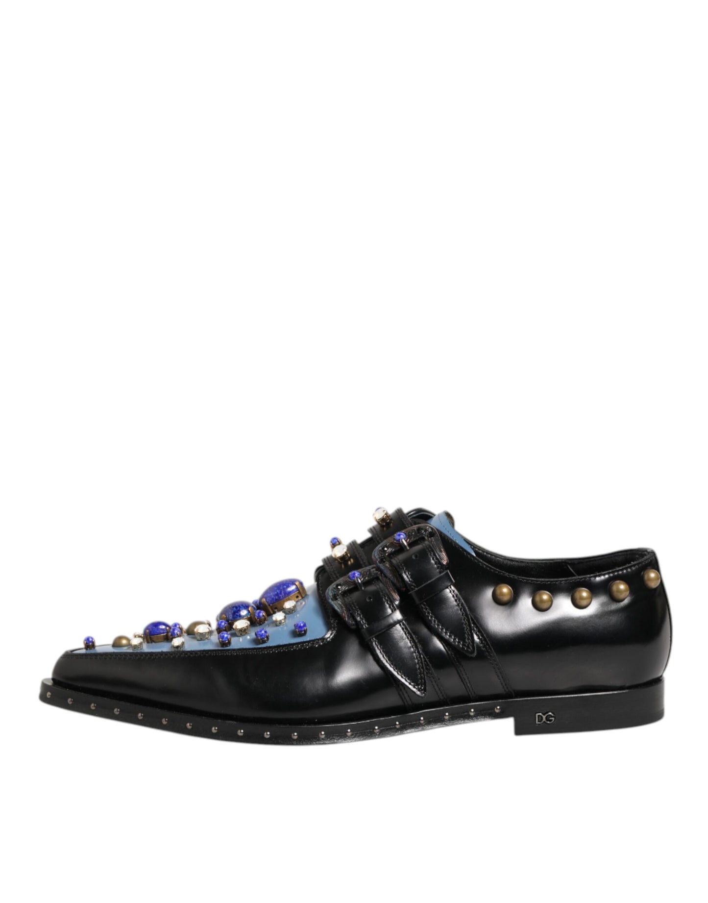 Dolce &amp; Gabbana – Schwarz-blaue, verzierte MONKSTRAP-Abendschuhe