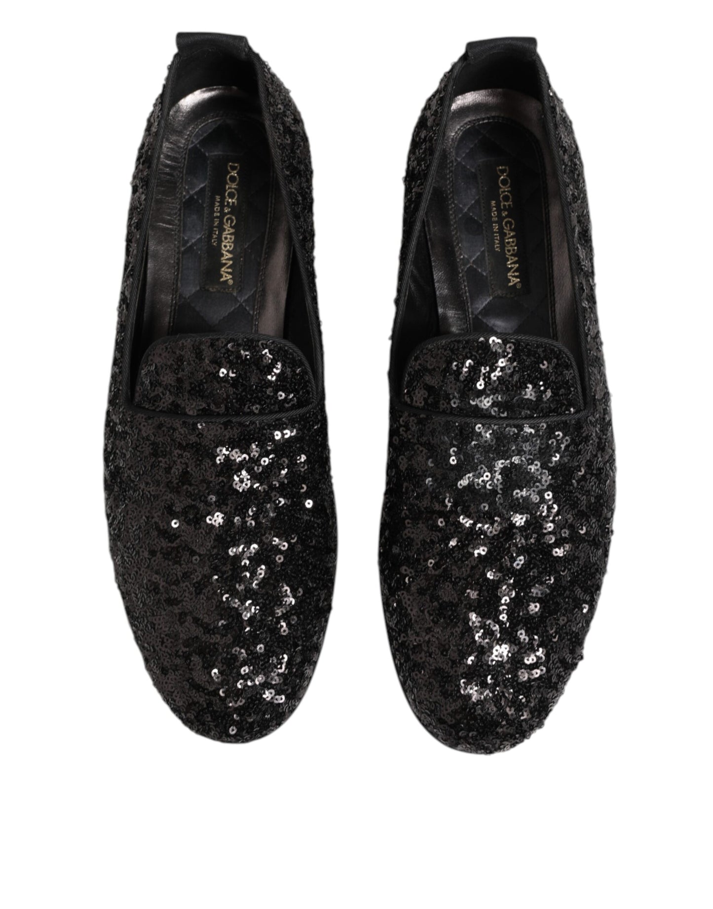 Dolce &amp; Gabbana – Schwarze Slipper mit Pailletten