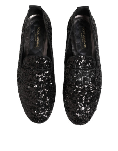 Dolce &amp; Gabbana – Schwarze Slipper mit Pailletten
