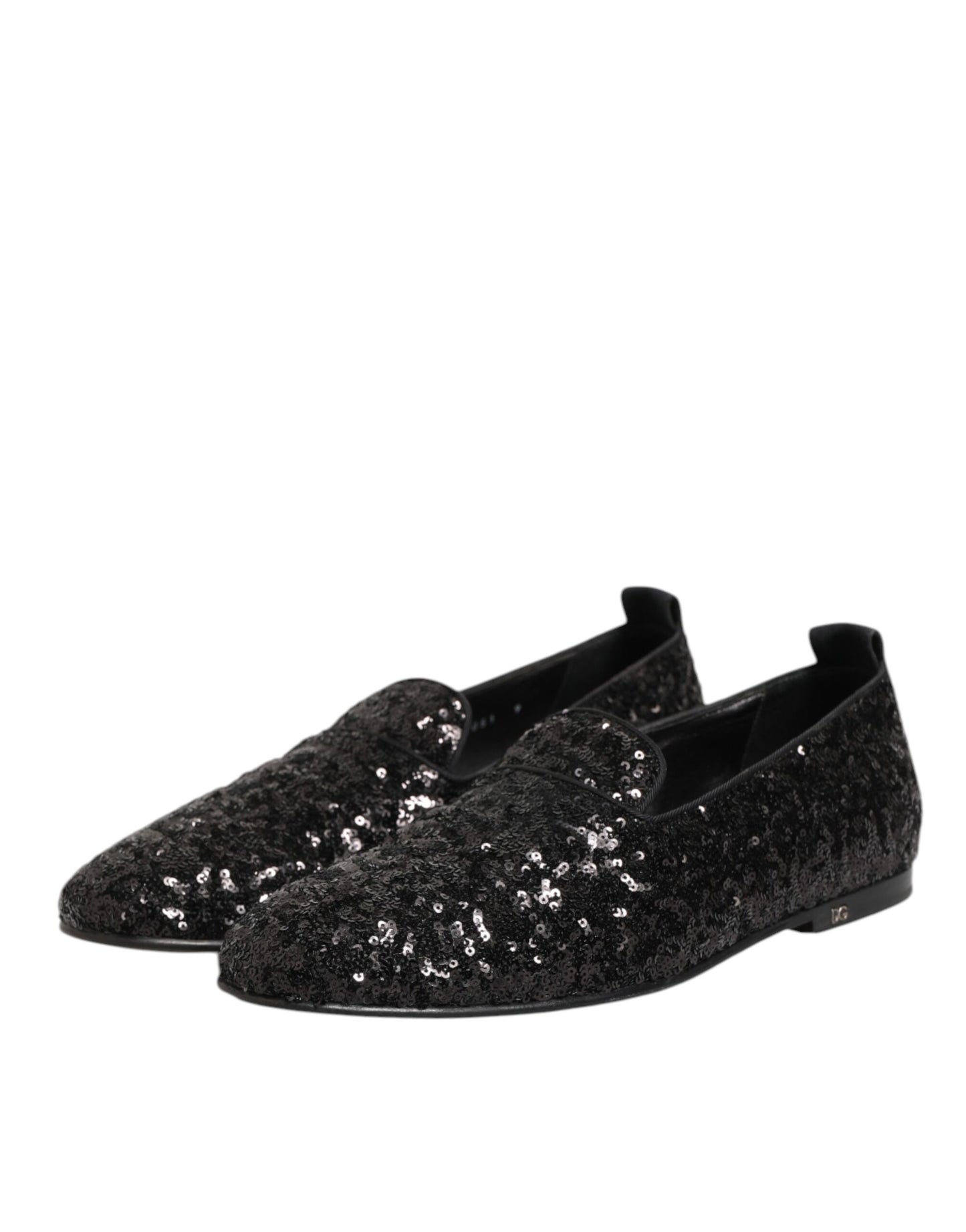 Dolce &amp; Gabbana – Schwarze Slipper mit Pailletten