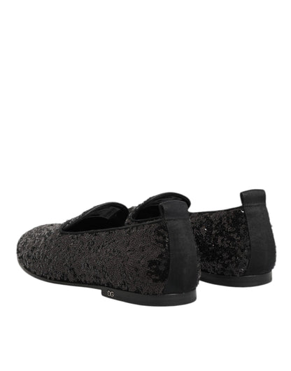 Dolce &amp; Gabbana – Schwarze Slipper mit Pailletten