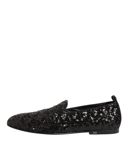 Dolce &amp; Gabbana – Schwarze Slipper mit Pailletten