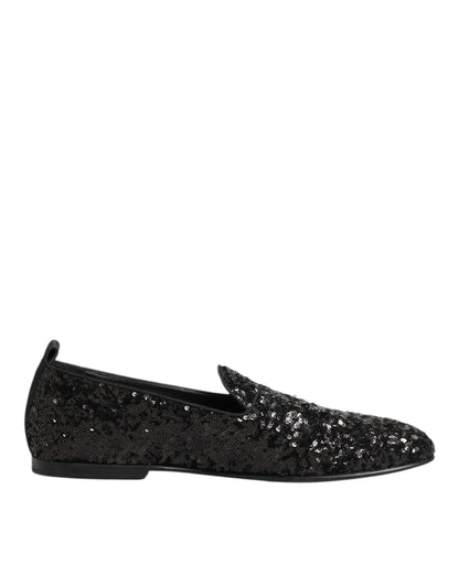 Dolce &amp; Gabbana – Schwarze Slipper mit Pailletten