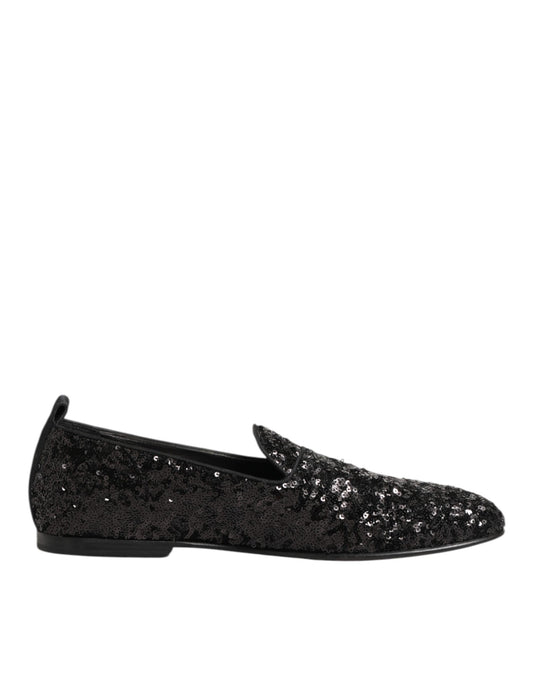 Dolce &amp; Gabbana – Schwarze Slipper mit Pailletten